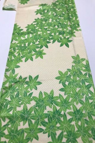 @@160 Cm Japanese Vintage Kimono Silk Fabric/ Rinzu Weave/ Maple Leaves Q11