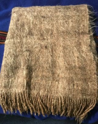 Handwoven Gray/brown Wool Rebozo (shaw) From Mexico,  28 " By 64 "