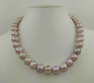 18 " Charming Aaa 11 - 12mm Natural South Sea Purple Baroque Pearl Necklace 14k