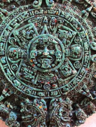Aztec Solar Sun Stone Calendar Wall Plaque Mayan Maya Inca Sculpture Statue Art 2