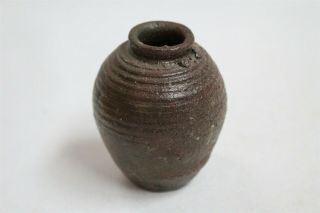 Vintage Japanese Bizen Ringed Great Patina Pottery Vase Jar Wow