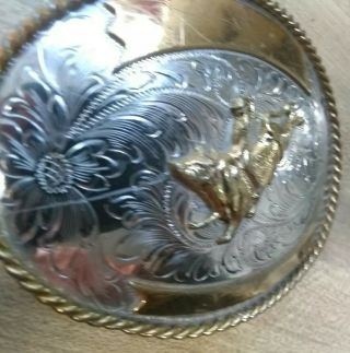 Vintage Bull Rider Belt Buckle Nickel Silver Bull Rider Made In Usa.  Xlnt