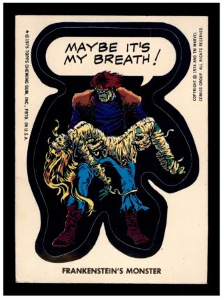 1974 - 1975 Topps Marvel Comic Book Heroes Sticker Frankenstein 