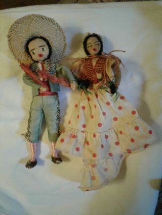 Mexican Folk Art,  Handmade Dolls,  Old