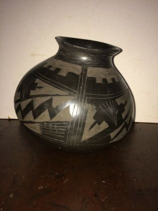Vintage Mata Ortiz Casas Grande Black Incised Large Vase Mexico 2