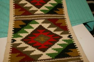 Southwest Native Indian Rug/Wall Hanging Wool Woven Fringed 28”X11.  5” 3