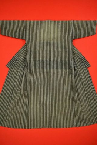 Yt82/490 Vintage Japanese Kimono Cotton Antique Boro Noragi Sumizome Shima