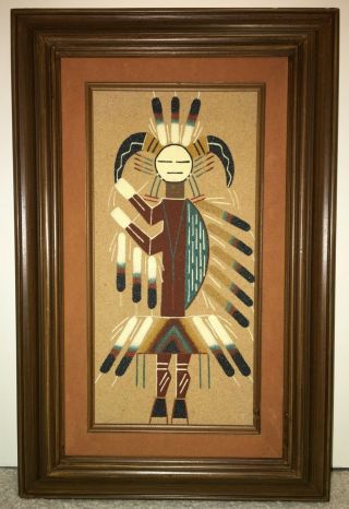 Vintage Navajo “hunchback Yei " Sand Painting 11 " X 17 " Framed,  Signed Begay
