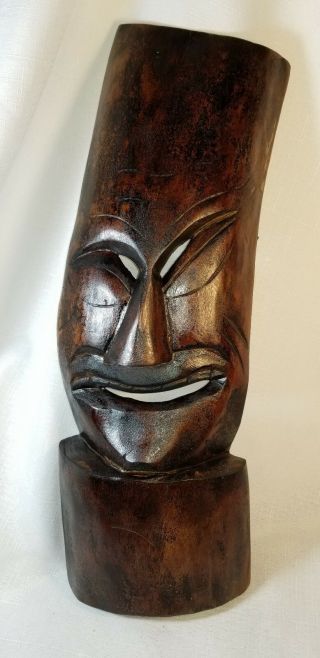 Vintage Tiki Mask Wood Large Hand Carved Polynesian Pacific Islands African 18 "