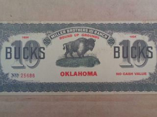 101 Ranch Miller Brothers 10 Buck Script Money Oklahoma Currency