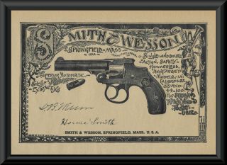 1880s Smith & Wesson Advertisement Reprint On 100 Year Old Paper P109
