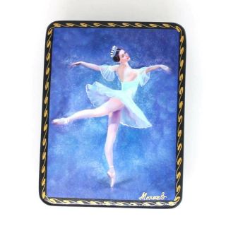 Russian Lacquer Box " Ballet Dancer " Decoupage & Hand Painted 54