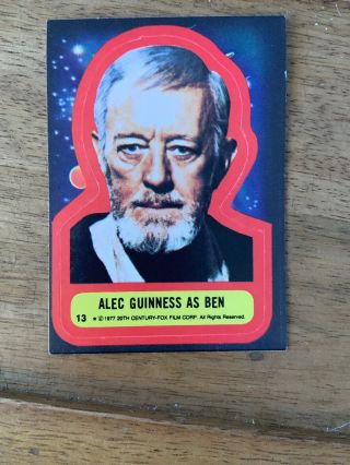 1977 Topps Star War Sticker.  13.  Alec Guiness As Ben
