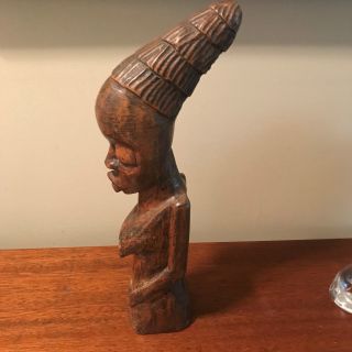 Vintage Signed Hand Carved Wood African Female Statue 17 "