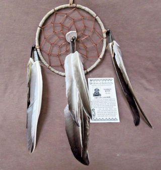 Native Navajo Handmade Medium/large Size Leather Dream Catcher M0139