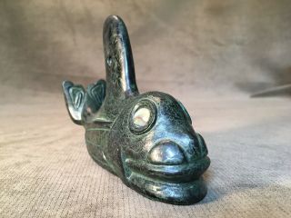 Vintage Greg Wolf Canada Hand Crafted Soap Stone Fish Green Canadian Sculpture 2