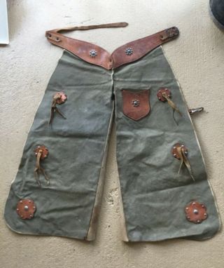 Child’s Vintage Cowboy Chaps In Canvas And Leather