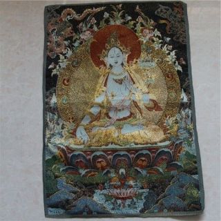 Tibetan Silk Buddha Statue Of Nepal Thangka Embroidery Tara