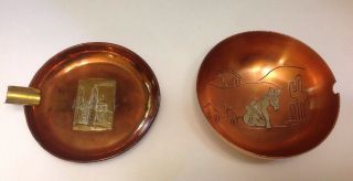 Vintage Victoria Taxco Mexico Copper Silver Ashtray & Bowl Signed Numbered 269