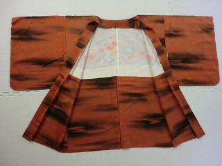 Japanese Vintage Kimono,  Haori,  Silk,  Orange,  N062414