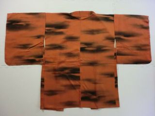 Japanese Vintage Kimono,  HAORI,  SILK,  Orange,  N062414 4