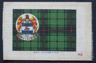 Davidson Clan Tartan And Coat Of Arms 96 Year Old Silk Card Issued In 1922