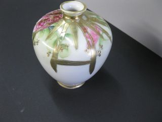 Antique Hand Painted Noritake Vase With Gold Trimmed Details