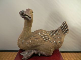 Vintage Chinese Shiwan Ceramic Duck Statue Glazed Left China 5 1/2 "