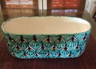 Talavera Mexican Pottery Planter Oval Pot 13 " Folk Art Signed Nieves