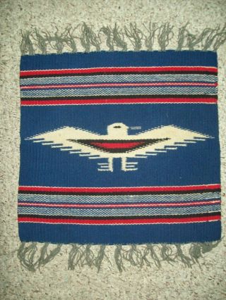 Vintage Small Wool Rug Thunderbird 15” X 15 "