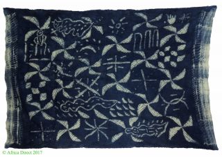 Indigo Textile Tablecloth Tye Dyed Nigeria African Art 67 Inch Was $49.  00