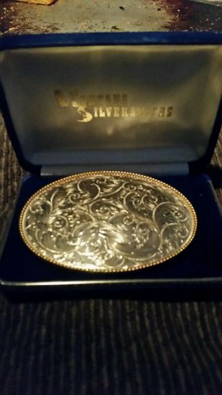 Vintage Western Wear Belt Buckle Montana Silversmiths German Silver Rodeo