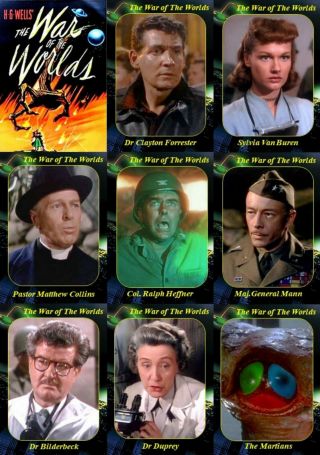 The War Of The Worlds (1953) Movie Trading Cards.  Gene Barry Martians Robinson