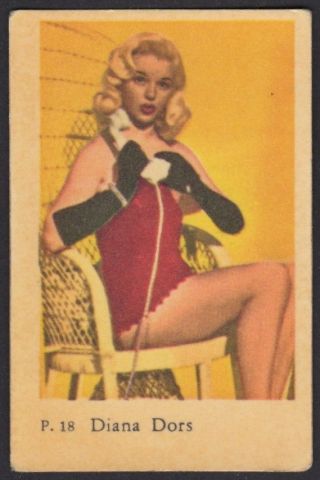 Diana Dors - 1958 Vintage Swedish P Set Movie Star Gum Card P.  18