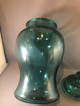 BLUE GLASS GINGER JAR WITH LID 12 