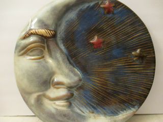 Large Ceramic Half Moon Face with Stars Wall Decor Hanging 3