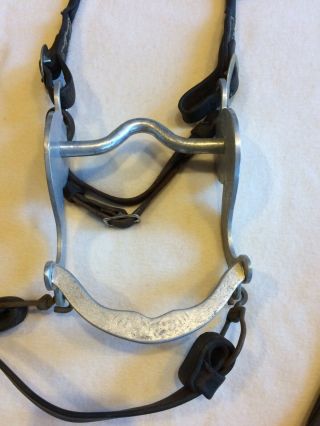 Vintage Crockett Aluminum Engraved Bit with Leather Headstall,  Reins Collectible 3