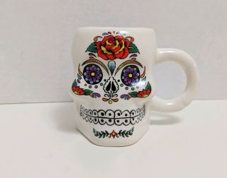 Dia De Los Muertos Sugar Skull Coffee Drinking Mug Day Of The Dead Taza Tea Rose