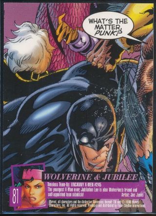 1996 X - Men Ultra Wolverine Trading Card 81 Wolverine & Jubilee 2