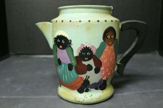 Vintage Black Americana Folk Art Hand Painted Tea Kettle (read History Please)