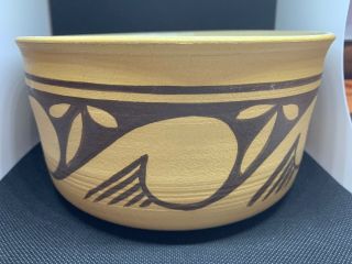 Vintage Navajo Indian Art Pottery Signed Hand Painted Large Serving Bowl Dish