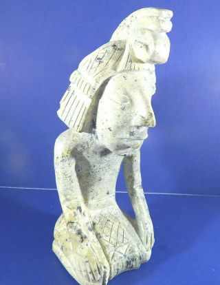 Vintage Carved Marble Stone Aztec Mayan Statue Sculpture