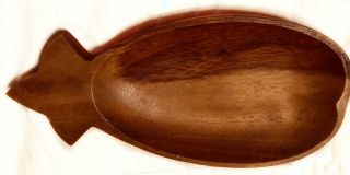 Set of 2 Vintage Monkey Pod Wood Made in Phillipines Snack Bowls 9.  5” Long 2
