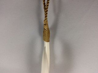 Hawaiian Fishhook Necklace Carved From Buffalo Bone 1 1/2”T With Adjustable cord 3