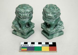 A Vintage Jade Or Marble Chinese Foo Fu Dogs Guardian Lions