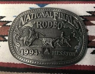 1994 Hesston Rodeo Belt Buckle National Final Rodeo Nfr Team Roping Award Desihn