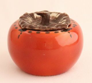 Japanese Arita Ware Jar With Lid Porcelain Persimmon Signed Kanzan Vintage