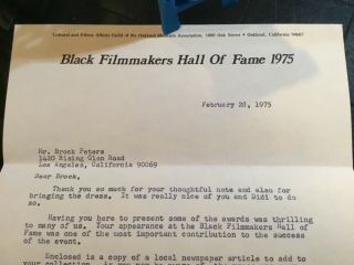 BELVA DAVIS & PAUL HILL BLACK FILMMAKERS HOF Signed Letter Black Pioneers 2
