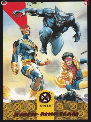 1994 Fleer Ultra X - Men Blue & Gold Team Triptych 2 Beast Cyclops Jubilee