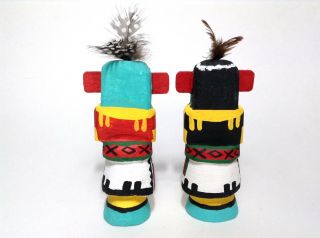 2 Kachina Dolls Eagle & Guard Handmade Signed By L.  Pooley 6.  5 